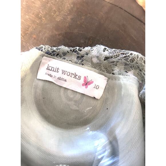 Knit Works Girls Green Floral Lace Dress Size 10 Elegant Party - Picture 7 of 7